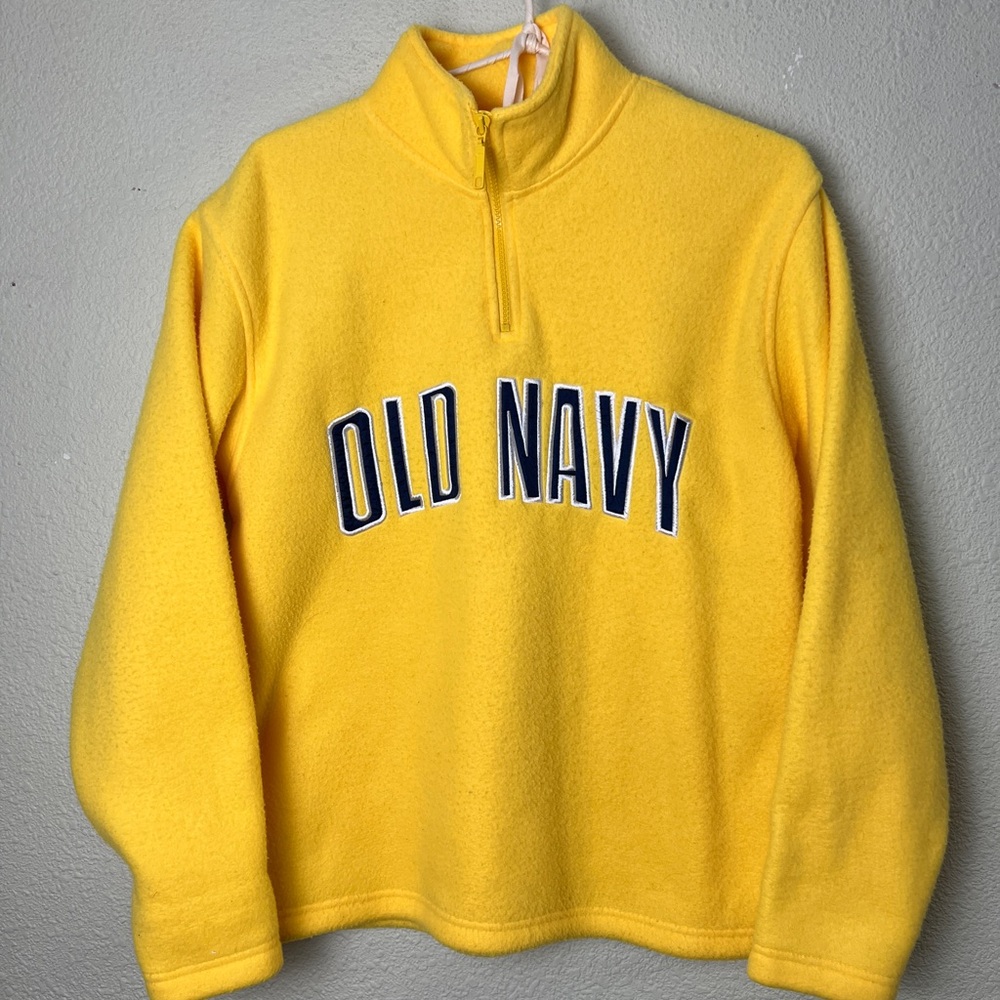 OLD NAVY Men's Size Small yellow Fleece Sweat Jacket Long Sleeve 1/4 Zip